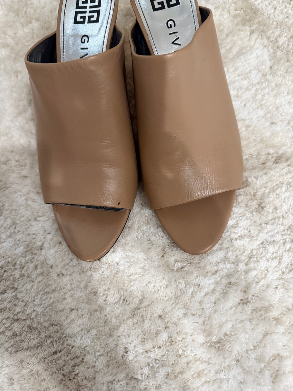 Givenchy Beige Leather Open-Toe Slide Mules View 5